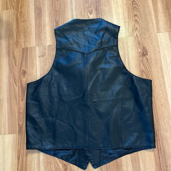 Scully Men's Black Leather Whip-Stitch Western Farm-House Country Vest Sz Lr - Picture 7 of 10